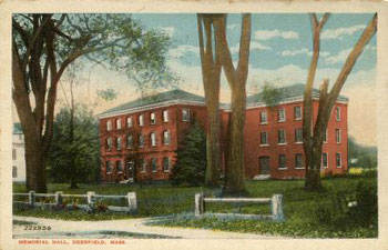 <em>Memorial Hall, Deerfield, Mass.</em> by Sackett and Wilhelms Lithography Company, c. 1910. 